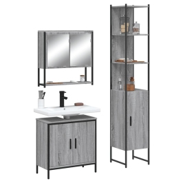 Set de muebles de baño 3 pzas madera contrachapada gris sonoma