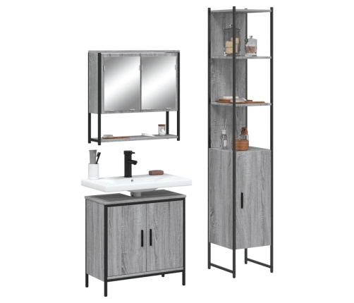 Set de muebles de baño 3 pzas madera contrachapada gris sonoma