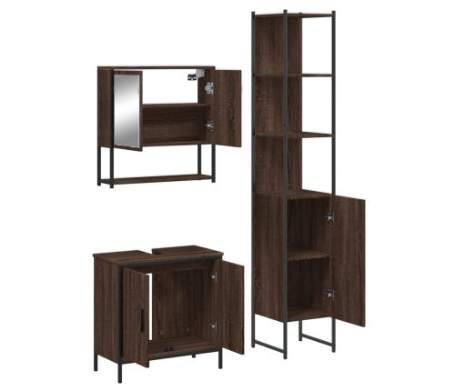 Set de muebles baño 3 pzas madera contrachapada roble marrón