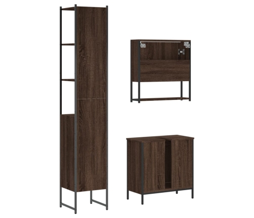 Set de muebles baño 3 pzas madera contrachapada roble marrón