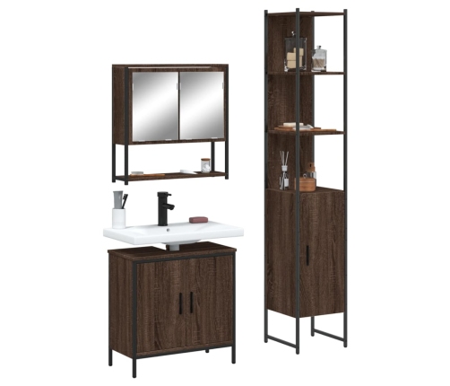 Set de muebles baño 3 pzas madera contrachapada roble marrón