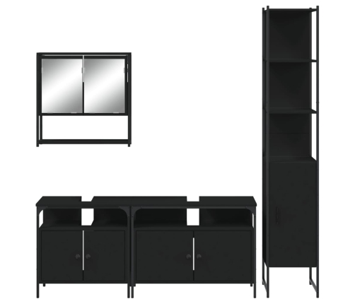 Juego de muebles de baño 4 pzas madera contrachapada negro