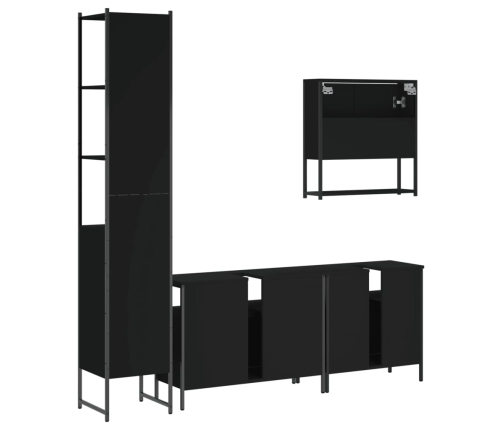 Juego de muebles de baño 4 pzas madera contrachapada negro