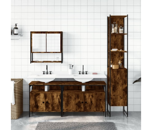 Set de muebles baño 4 pzas madera contrachapada roble ahumado