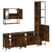 Set de muebles baño 4 pzas madera contrachapada roble ahumado