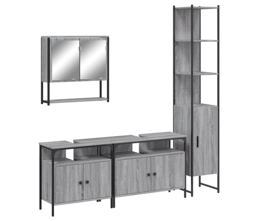 Set de muebles de baño 4 pzas madera contrachapada gris sonoma