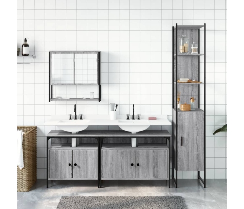 Set de muebles de baño 4 pzas madera contrachapada gris sonoma