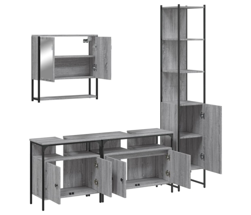 Set de muebles de baño 4 pzas madera contrachapada gris sonoma