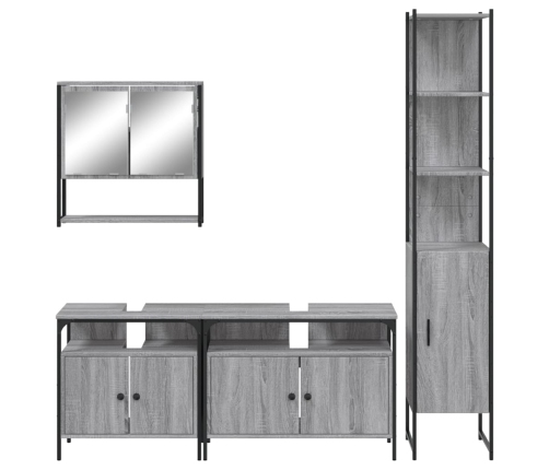 Set de muebles de baño 4 pzas madera contrachapada gris sonoma