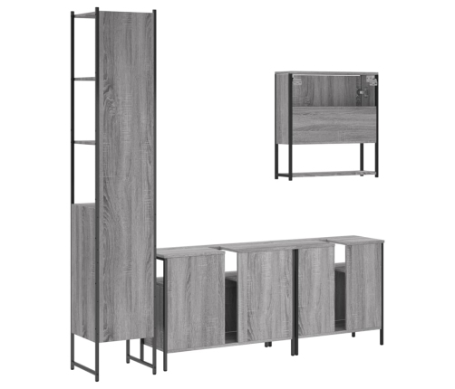 Set de muebles de baño 4 pzas madera contrachapada gris sonoma