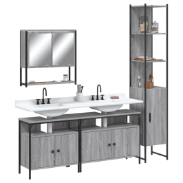 Set de muebles de baño 4 pzas madera contrachapada gris sonoma