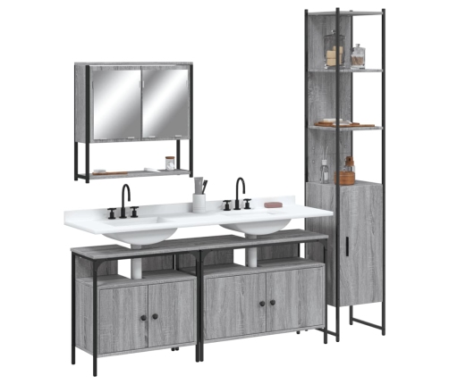 Set de muebles de baño 4 pzas madera contrachapada gris sonoma