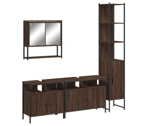 Set de muebles baño 4 pzas madera contrachapada roble marrón