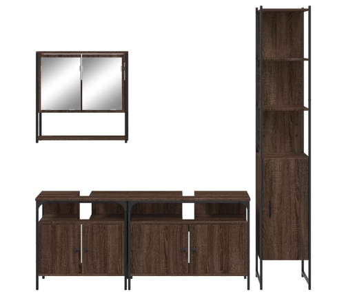 Set de muebles baño 4 pzas madera contrachapada roble marrón