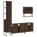 Set de muebles baño 4 pzas madera contrachapada roble marrón