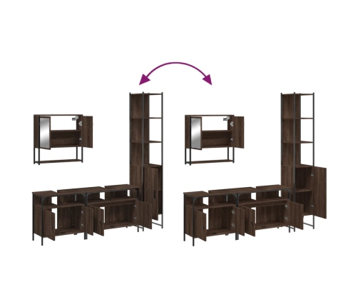 Set de muebles baño 4 pzas madera contrachapada roble marrón