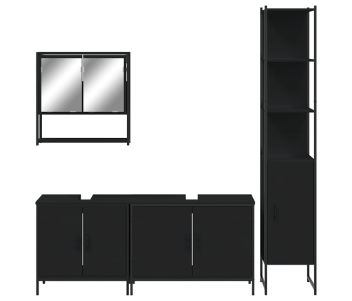 Juego de muebles de baño 4 pzas madera contrachapada negro