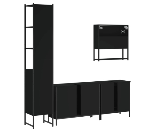 Juego de muebles de baño 4 pzas madera contrachapada negro