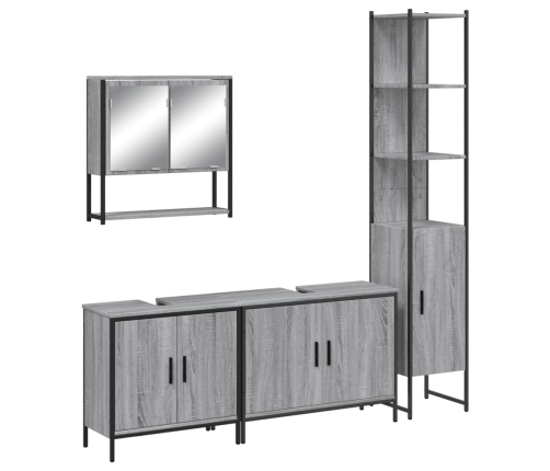 Set de muebles de baño 4 pzas madera contrachapada gris sonoma