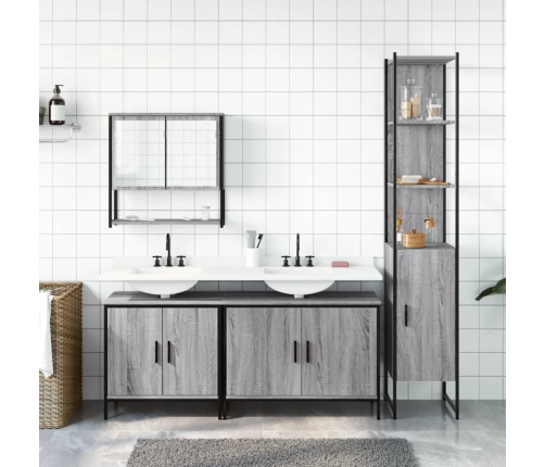 Set de muebles de baño 4 pzas madera contrachapada gris sonoma