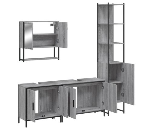 Set de muebles de baño 4 pzas madera contrachapada gris sonoma