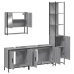 Set de muebles de baño 4 pzas madera contrachapada gris sonoma