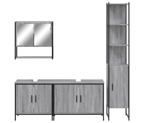 Set de muebles de baño 4 pzas madera contrachapada gris sonoma