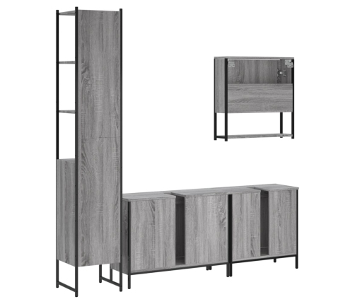 Set de muebles de baño 4 pzas madera contrachapada gris sonoma