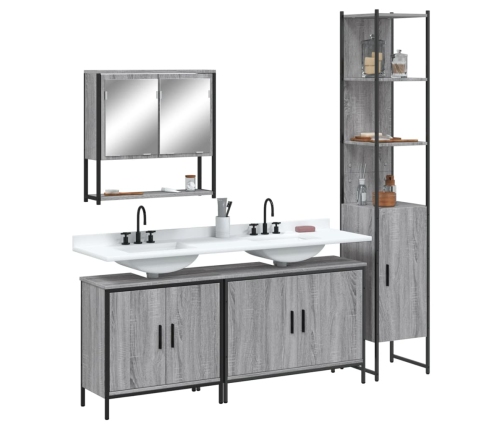 Set de muebles de baño 4 pzas madera contrachapada gris sonoma