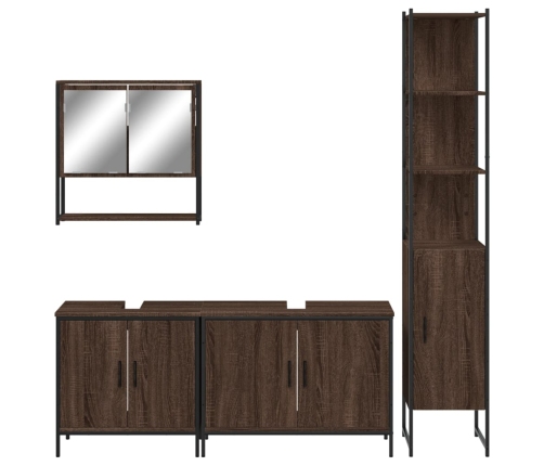 Set de muebles baño 4 pzas madera contrachapada roble marrón