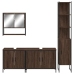 Set de muebles baño 4 pzas madera contrachapada roble marrón