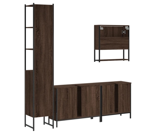 Set de muebles baño 4 pzas madera contrachapada roble marrón