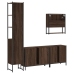 Set de muebles baño 4 pzas madera contrachapada roble marrón