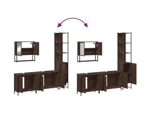 Set de muebles baño 4 pzas madera contrachapada roble marrón