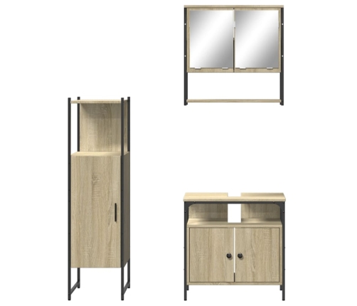 Set de muebles de baño 3 pzas madera contrachapada roble Sonoma