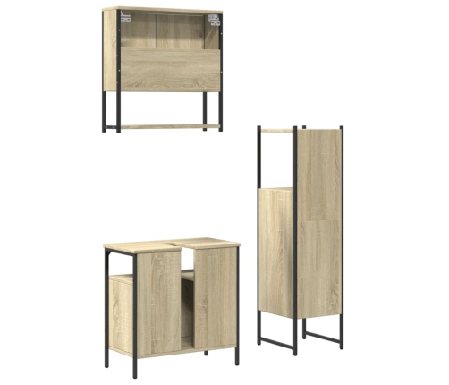 Set de muebles de baño 3 pzas madera contrachapada roble Sonoma