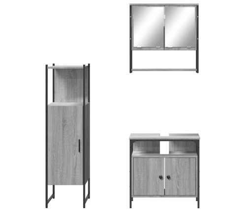 Set de muebles de baño 3 pzas madera contrachapada gris sonoma