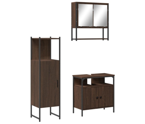 Set de muebles baño 3 pzas madera contrachapada roble marrón