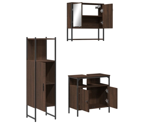 Set de muebles baño 3 pzas madera contrachapada roble marrón