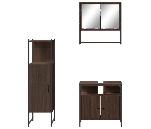 Set de muebles baño 3 pzas madera contrachapada roble marrón