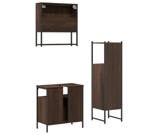 Set de muebles baño 3 pzas madera contrachapada roble marrón