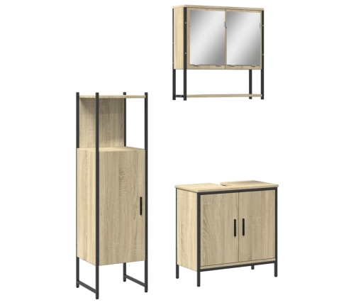 Set de muebles de baño 3 pzas madera contrachapada roble Sonoma