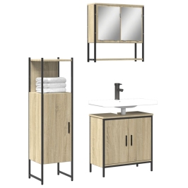 Set de muebles de baño 3 pzas madera contrachapada roble Sonoma