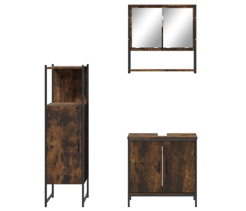 Set de muebles baño 3 pzas madera contrachapada roble ahumado