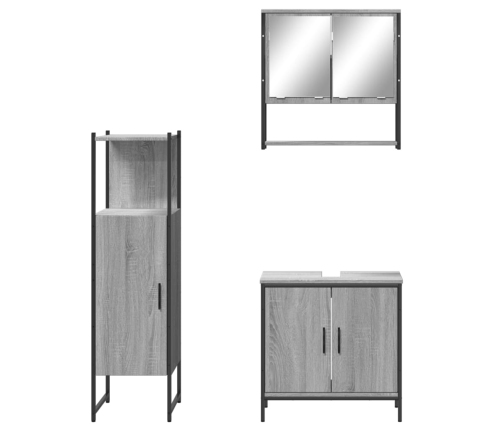 Set de muebles de baño 3 pzas madera contrachapada gris sonoma