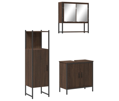 Set de muebles baño 3 pzas madera contrachapada roble marrón