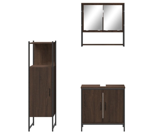 Set de muebles baño 3 pzas madera contrachapada roble marrón