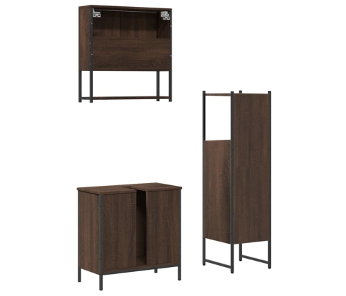 Set de muebles baño 3 pzas madera contrachapada roble marrón