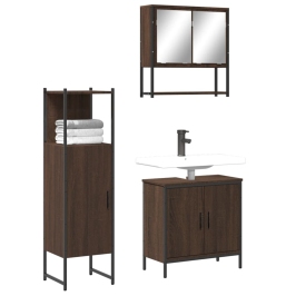 Set de muebles baño 3 pzas madera contrachapada roble marrón