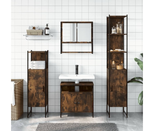 Set de muebles baño 4 pzas madera contrachapada roble ahumado